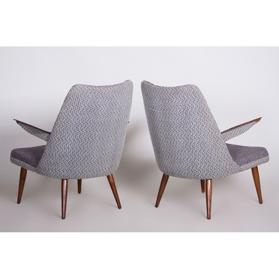 Image 1 of Pair of grey mid century armchairs, Czechia 1950s