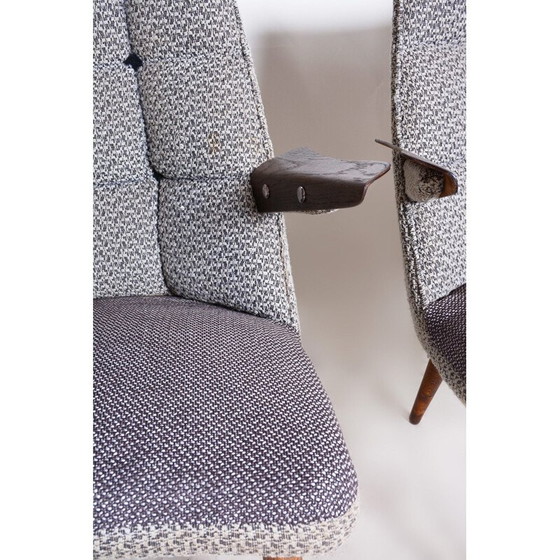 Image 1 of Pair of grey mid century armchairs, Czechia 1950s