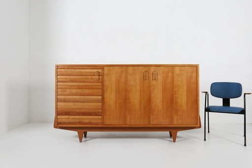 Mid-Century French Sideboard In Full Cherry Wood, 1950