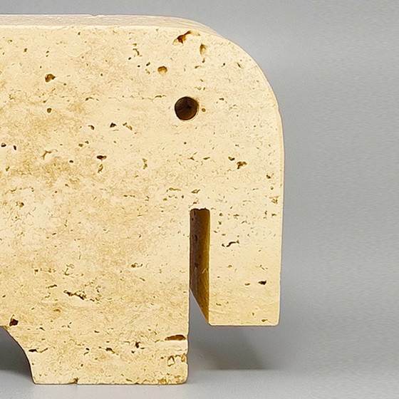 Image 1 of 1970S Original Travertine Elephant Sculpture By Enzo Mari For F.Lli Mannelli