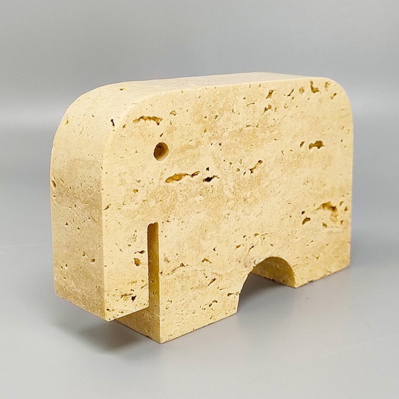 Image 1 of 1970S Original Travertine Elephant Sculpture By Enzo Mari For F.Lli Mannelli