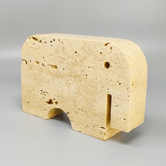 Image 1 of 1970S Original Travertine Elephant Sculpture By Enzo Mari For F.Lli Mannelli