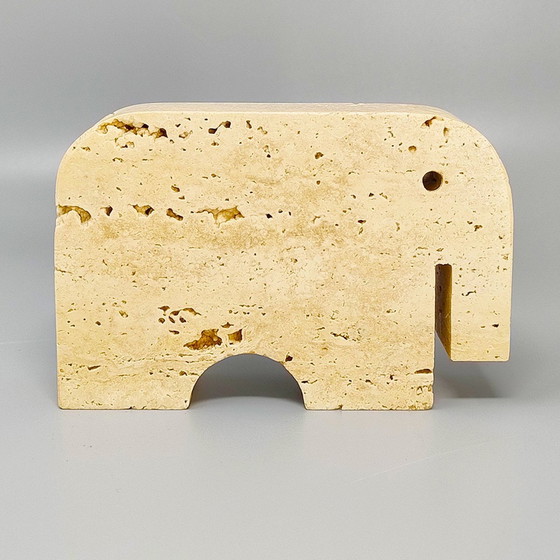 Image 1 of 1970S Original Travertine Elephant Sculpture By Enzo Mari For F.Lli Mannelli