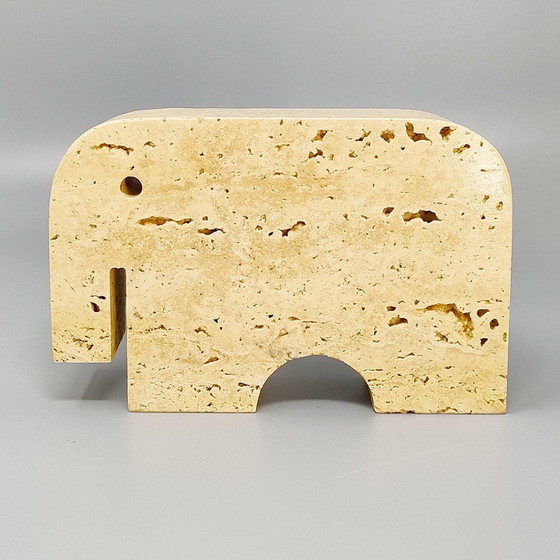 Image 1 of 1970S Original Travertine Elephant Sculpture By Enzo Mari For F.Lli Mannelli