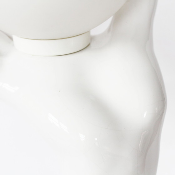 Image 1 of Vintage Ceramic Hand Lamp With Glass Ball, 1980S