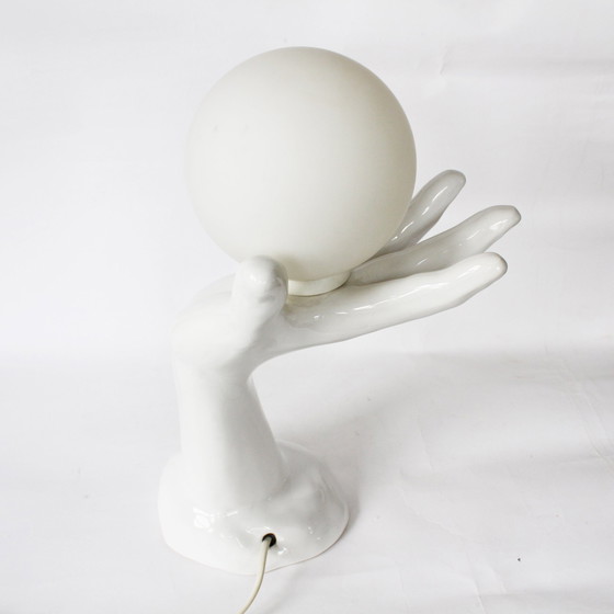 Image 1 of Vintage Ceramic Hand Lamp With Glass Ball, 1980S