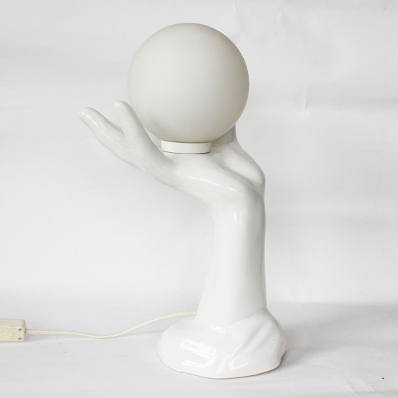 Image 1 of Vintage Ceramic Hand Lamp With Glass Ball, 1980S