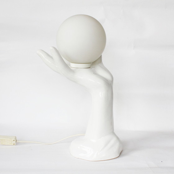 Image 1 of Vintage Ceramic Hand Lamp With Glass Ball, 1980S