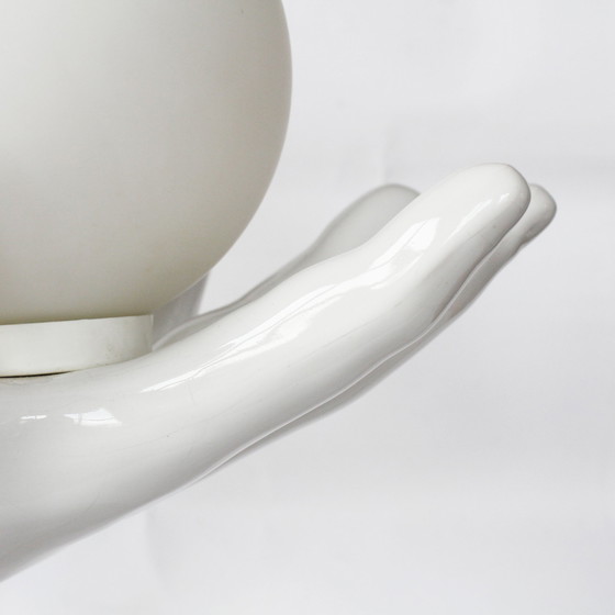 Image 1 of Vintage Ceramic Hand Lamp With Glass Ball, 1980S