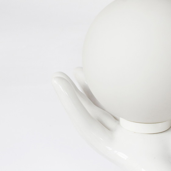 Image 1 of Vintage Ceramic Hand Lamp With Glass Ball, 1980S
