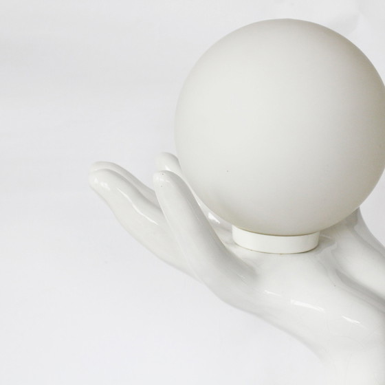 Image 1 of Vintage Ceramic Hand Lamp With Glass Ball, 1980S