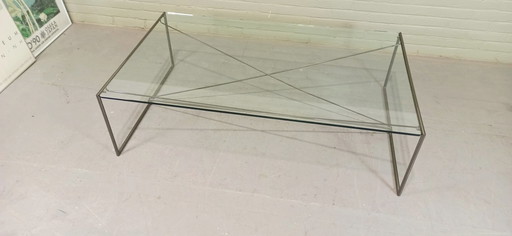 Postmodern Glass And Metal Coffee Table 