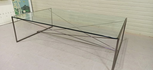 Postmodern Glass And Metal Coffee Table 