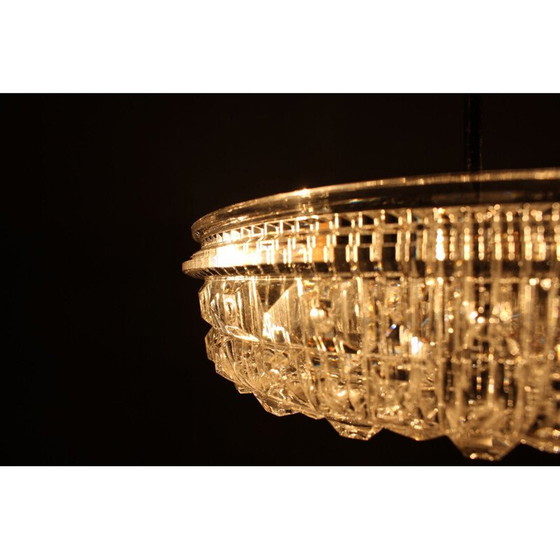 Image 1 of Vintage chrome and glass chandelier by Šenov, Czechoslovakia 1960