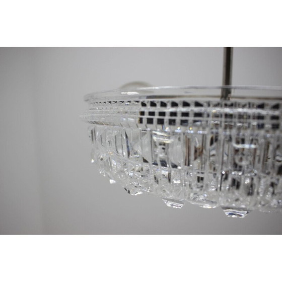Image 1 of Vintage chrome and glass chandelier by Šenov, Czechoslovakia 1960