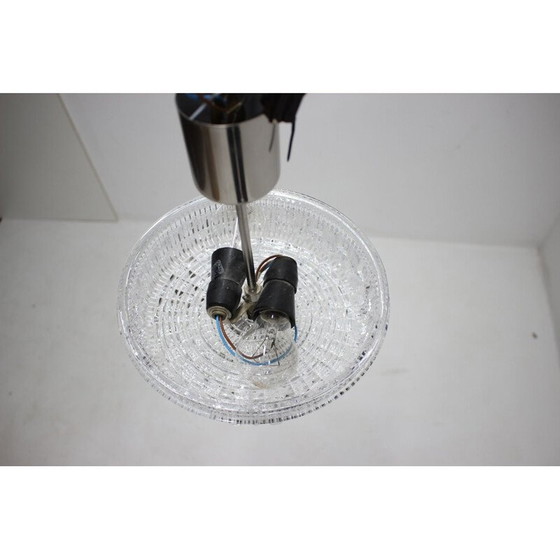 Image 1 of Vintage chrome and glass chandelier by Šenov, Czechoslovakia 1960