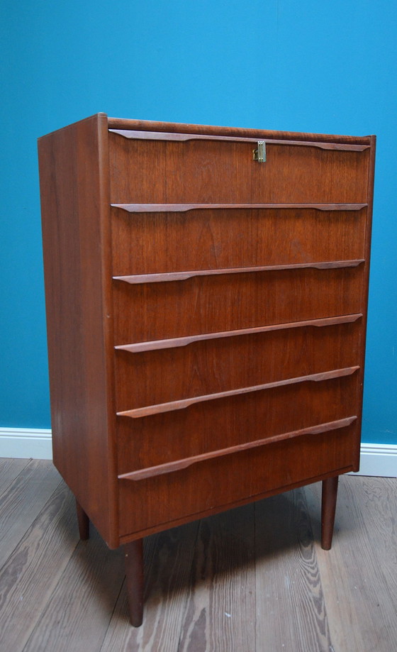 Image 1 of Vintage teak high chest of drawers