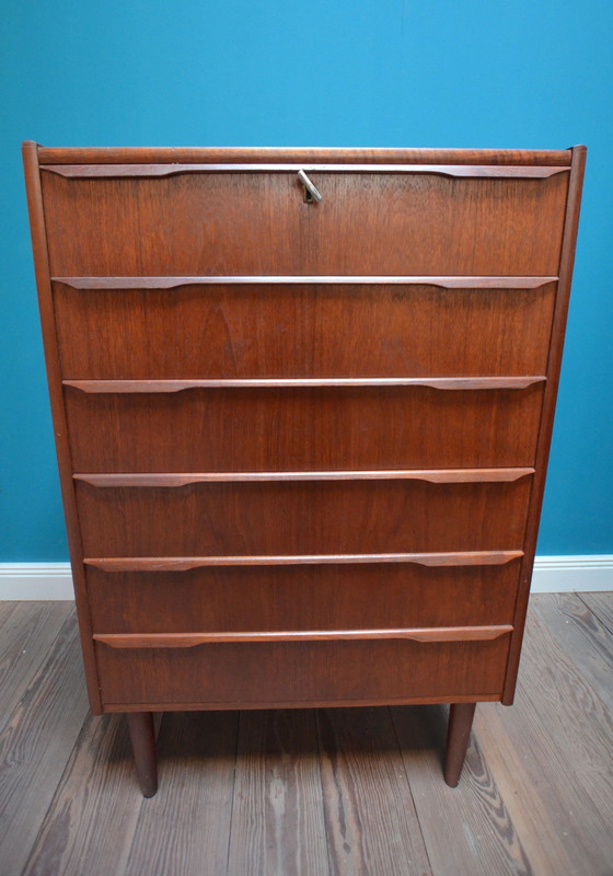 Image 1 of Vintage teak high chest of drawers