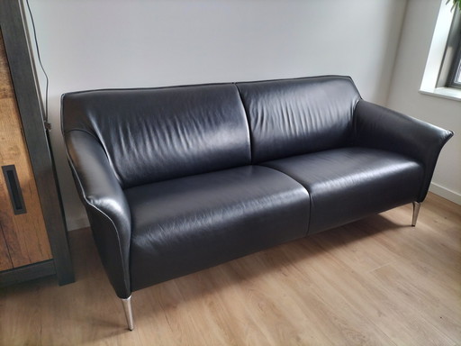 Leolux Mayon 3 Seater Black Leather Sofa