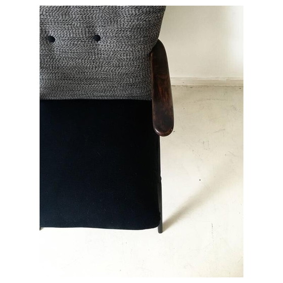 Image 1 of Black and grey wingback chair - 1950s