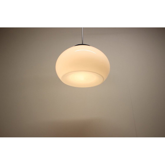 Image 1 of Vintage pendant lamp in glass, chrome and metal, Czechoslovakia 1960s