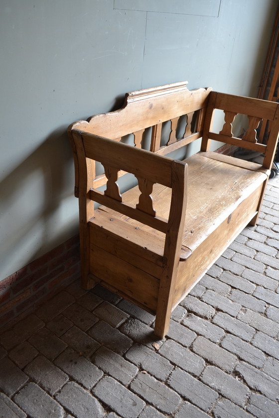 Image 1 of Antique Pine Flap Bench