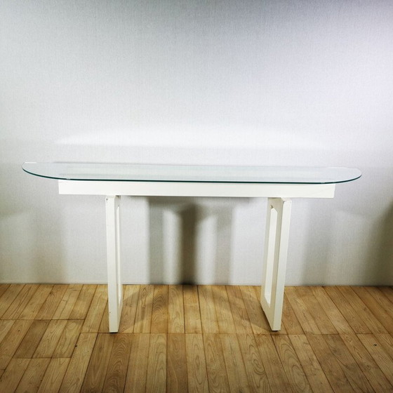 Image 1 of Large vintage console in white painted metal 1980s