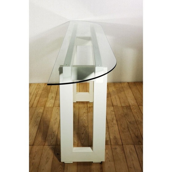 Image 1 of Large vintage console in white painted metal 1980s