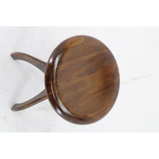 Image 1 of Vintage swivel stool in stained beech for piano, Czechoslovakia 1950