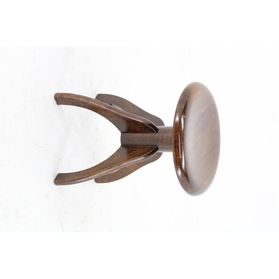 Image 1 of Vintage swivel stool in stained beech for piano, Czechoslovakia 1950