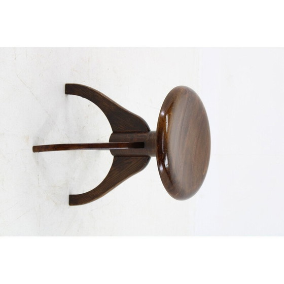 Image 1 of Vintage swivel stool in stained beech for piano, Czechoslovakia 1950