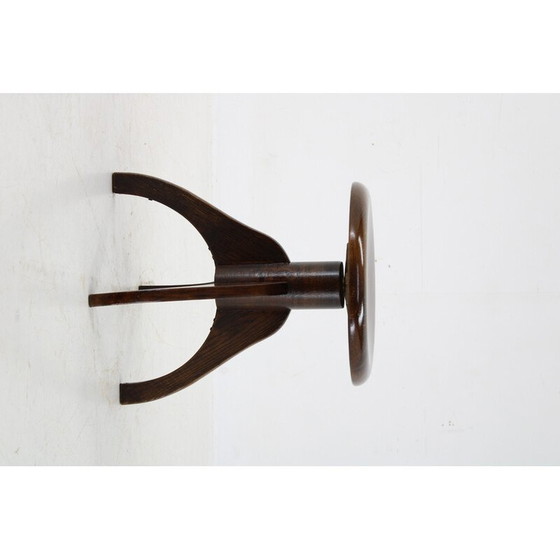 Image 1 of Vintage swivel stool in stained beech for piano, Czechoslovakia 1950