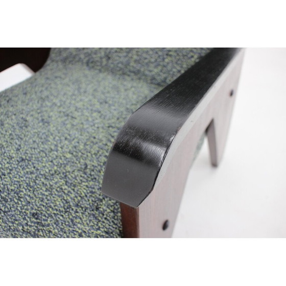 Image 1 of Vintage oakwood and fabric armchair, Czechoslovakia 1960