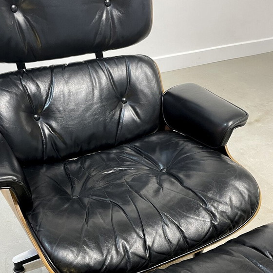 Image 1 of Vintage armchair with ottoman in Rio rosewood by Charles and Ray Eames, 1970