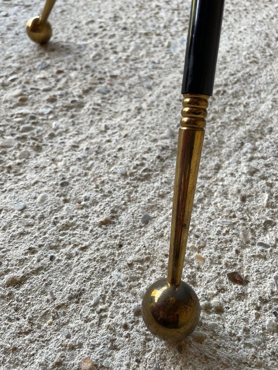 Image 1 of Lampada da terra vintage con decorazioni in ottone dorato su gambe a treppiede, anni '60