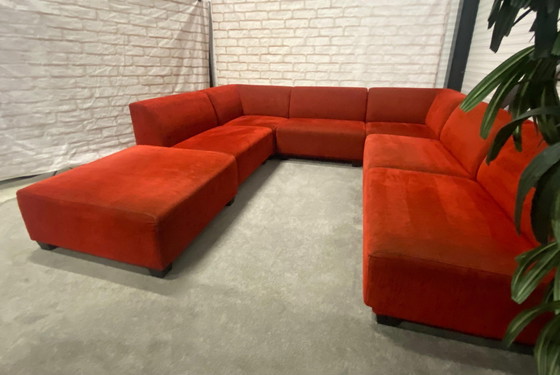 Image 1 of Beautiful Montel Red Fabric U Sofa Set