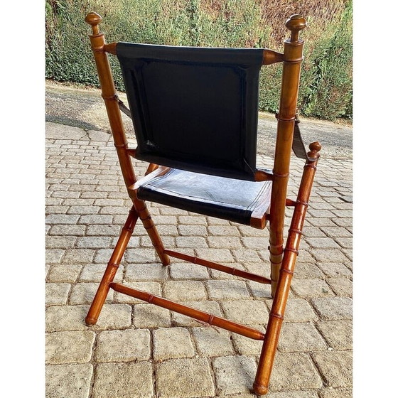 Image 1 of Vintage colonial armchair in teak and leather