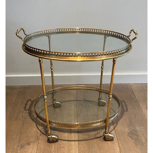 Vintage brass rolling table, France 1940
