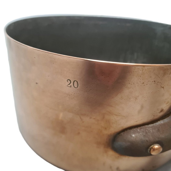 Image 1 of Antico set di pentole in rame francese, fine XIX secolo.