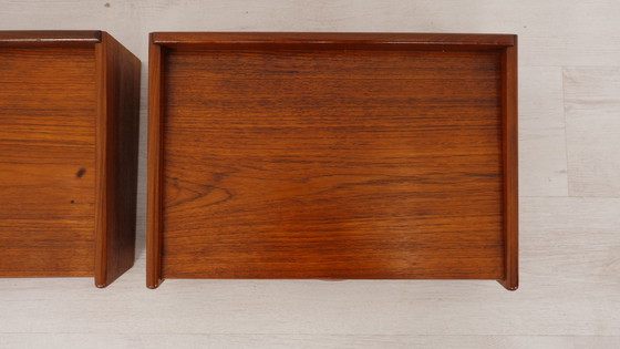 Image 1 of Set of Danish floating bedside tables | Vintage | Teak