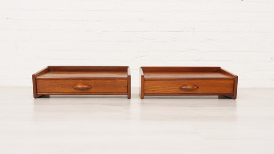 Image 1 of Set of Danish floating bedside tables | Vintage | Teak