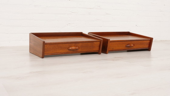 Image 1 of Set of Danish floating bedside tables | Vintage | Teak