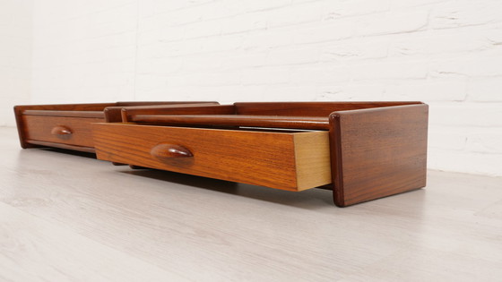 Image 1 of Set of Danish floating bedside tables | Vintage | Teak