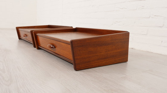 Image 1 of Set of Danish floating bedside tables | Vintage | Teak