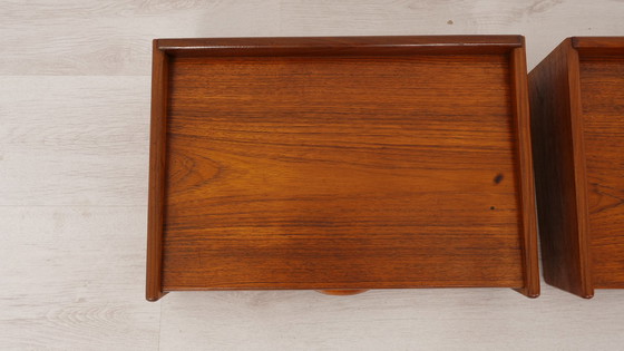 Image 1 of Set of Danish floating bedside tables | Vintage | Teak