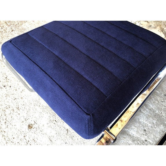 Image 1 of Pair of vintage blue and silver armchairs, 1970s