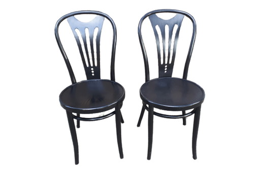 2x black Thonet chairs