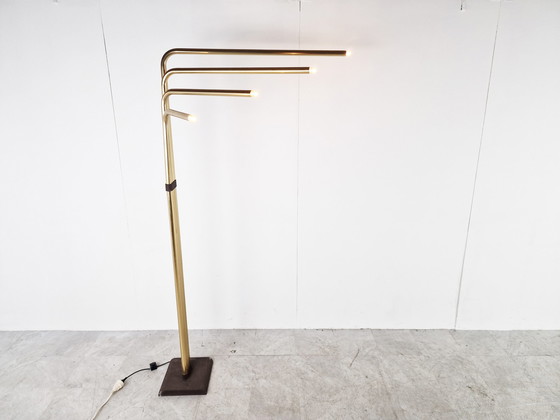 Image 1 of 2x Goffredo Reggiani Adjustable Floor Lamps in Brass, Italy, 1970s