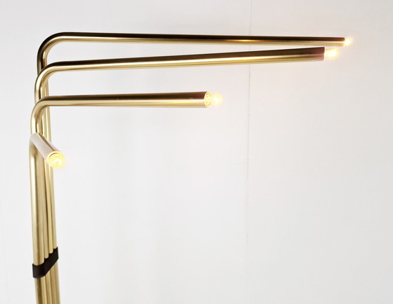 Image 1 of 2x Goffredo Reggiani Adjustable Floor Lamps in Brass, Italy, 1970s