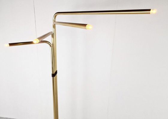 Image 1 of 2x Goffredo Reggiani Adjustable Floor Lamps in Brass, Italy, 1970s